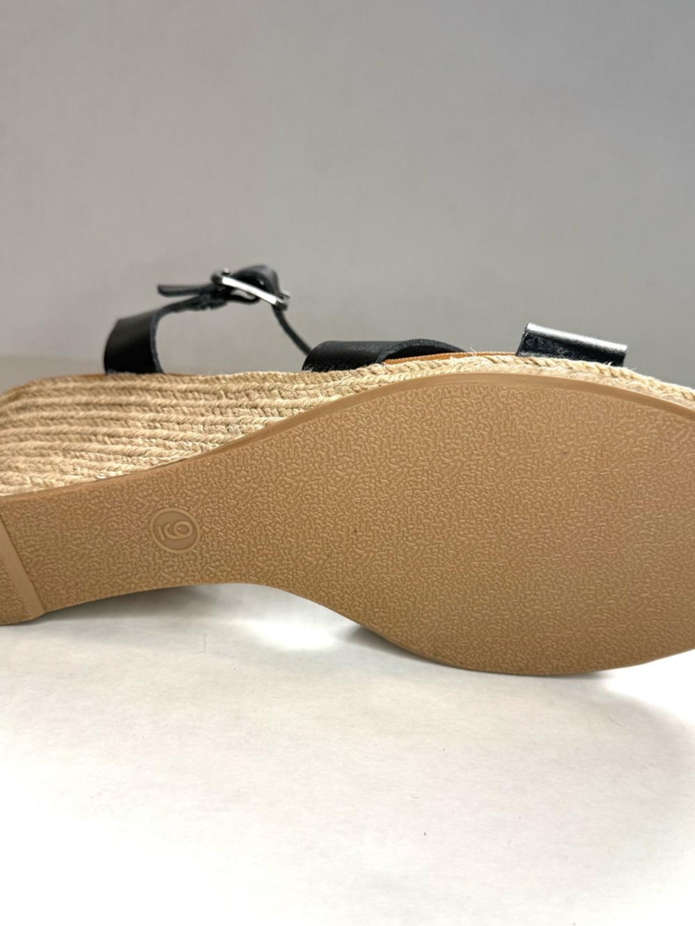 Ankle Strap Espadrille Wedge Sandals Black Tan Size 9 - Picture 10 of 14